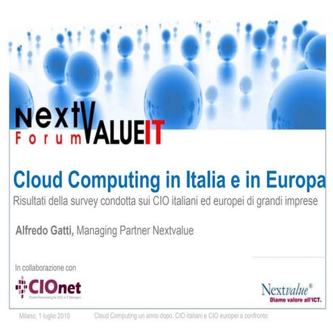 Cloud Computing 2010 - Nextvalue - Alfredo Gatti