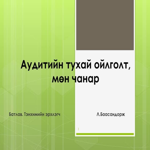 Aудитын тухай ойлголт, мөн чанар