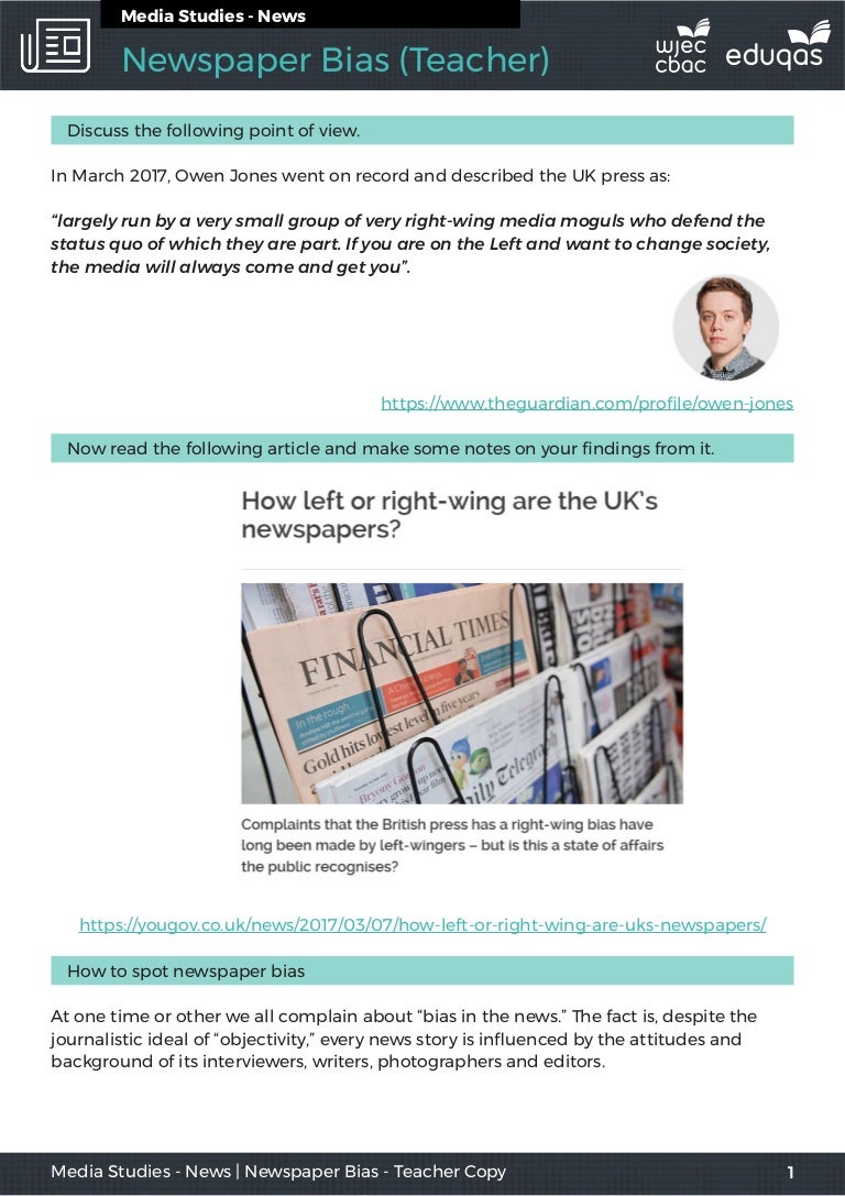 Newspaper bias lesson