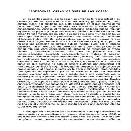 Bodegones. Otras visiones de las cosas. Texto de catálogo