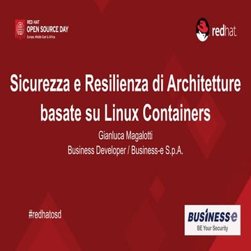 Sicurezza e resilienza di Architetture a Containers