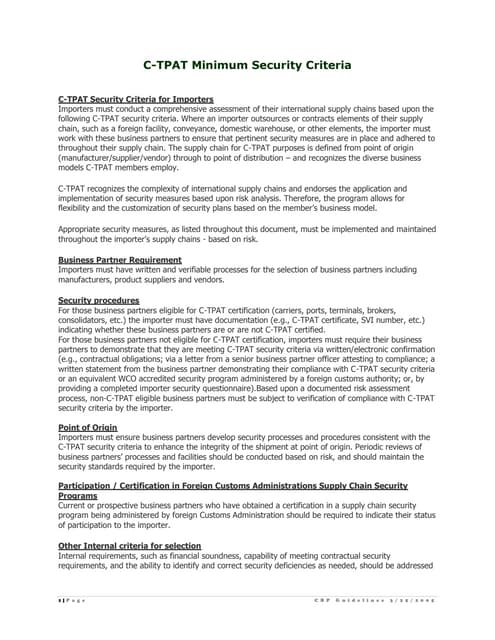 1. c tpat minimum security criteria