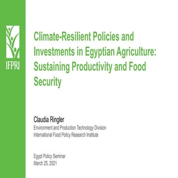 Claudia Ringler (IFPRI) • 2021 IFPRI Egypt Seminar Series: "Climate Change Ad...