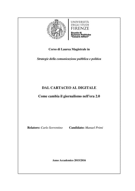 Dal cartaceo al digitale. Come cambia il giornalismo nell'era 2.0