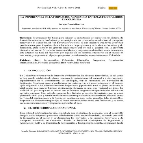 Educación ferroviaria en Colombia - Enrique Posada