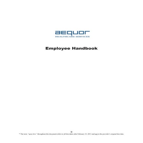 Employee handbook of Aequor Healthcare Services