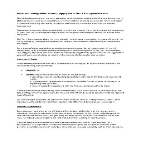 How to Apply For a UK Tier 1 Entrepreneur Visa