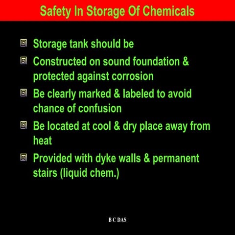 Safety In Storage / handling / Transportation  Of Chemicals. By Bimal Chandra...