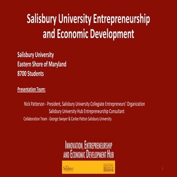 Salisbury University Entrepreneurship and Economic Development