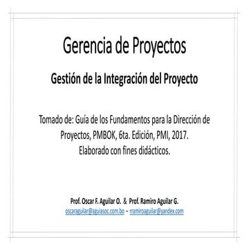 Gestión de la Integración de Proyectos PMBoK