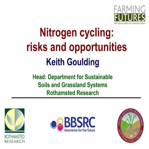 Nitrogen Cycling: Risks and Opportunities - Keith Goulding  (Rothamsted Resea...