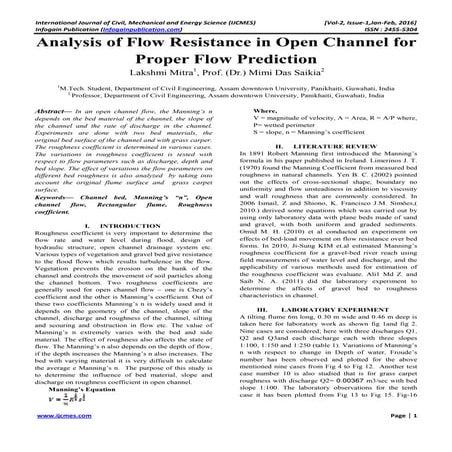 analysis of flow resistance in open channel for proper flow prediction