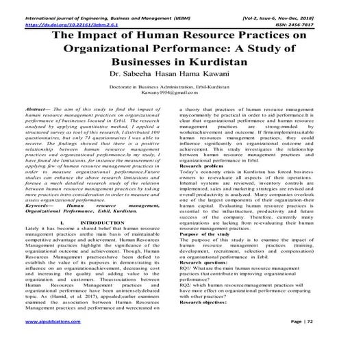 The Impact of Human Resource Practices on Organizational Performance: A Study...