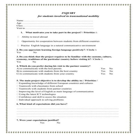 General Questionnaire for students | PDF