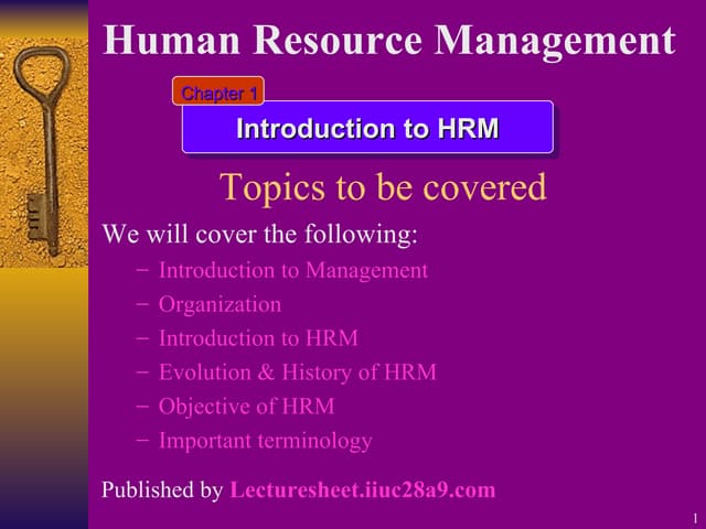 Chapter 1: Introduction to HRM