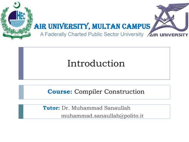 Compiler Construction Course - Introduction