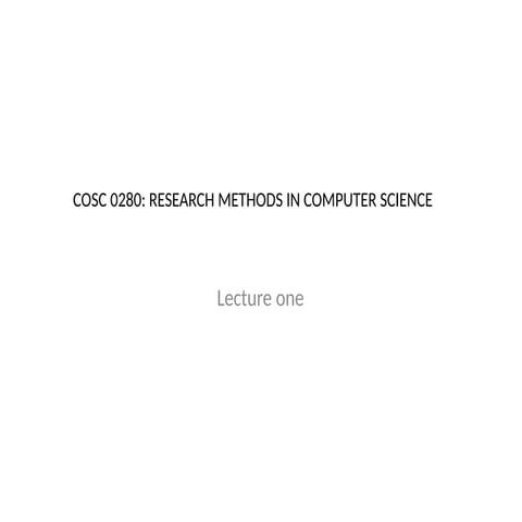 Introduction to research methods in computing