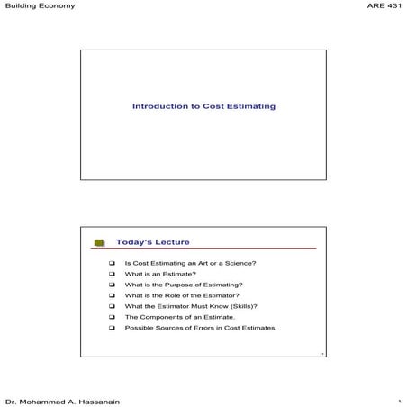 1 introduction to cost estimating