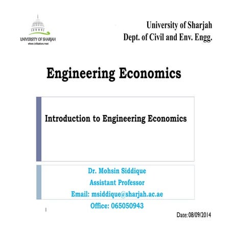 1  introduction to engineering economics