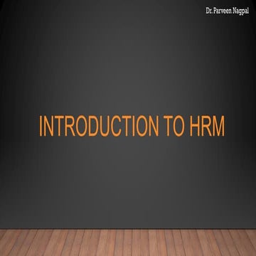 1   Introduction to HRM