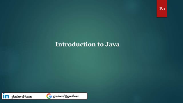 1- Introduction to java