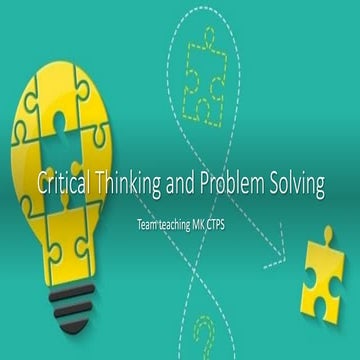 Introduction Critical Thinking Problem Solving