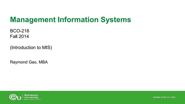 1-Intro to MIS