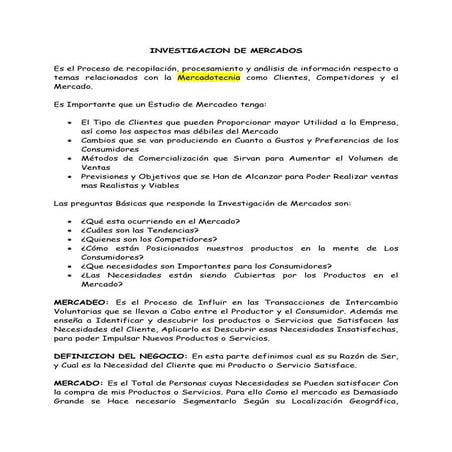Investigación De Mercados