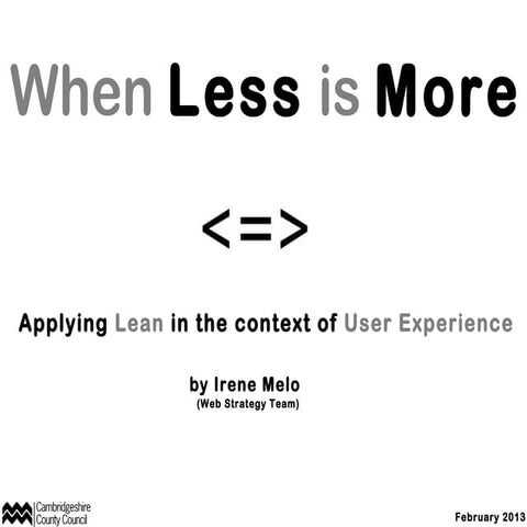 When less is more: lean UX