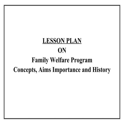 1- Lesson Plan-OG-Family welfare  programs