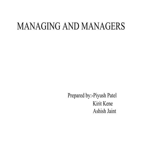 Managing and Managers