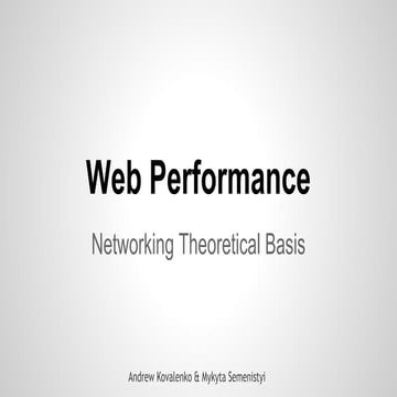 Web performance Part 1 "Networking theoretical basis"