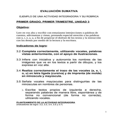 1. Objetivo E Indicadores De Logro A Evaluar