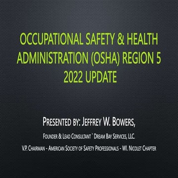 Occupational Safety & Health Administration (OSHA) 2022 update