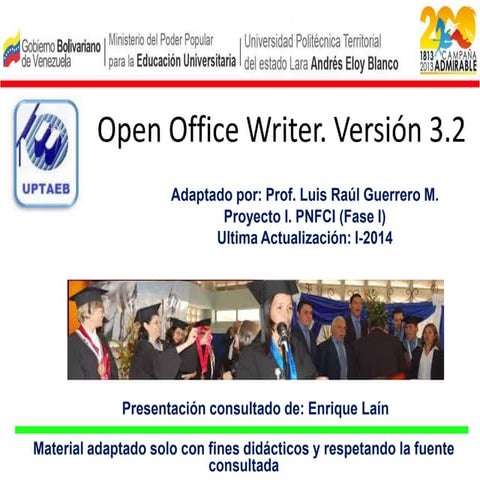 Proyecto I. Fase I. Tema 2. Open office-writer