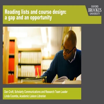 Talis Insight Europe 2017 - Reading Lists and course design - Oxford Brookes ...