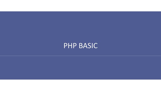 PHP-Basic | PPTX