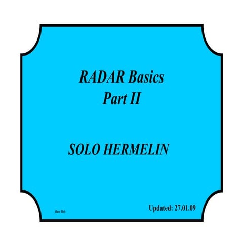 1 radar basic - part ii