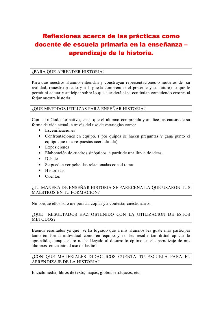 1 Reflexiones Sobre La Practica Docente En Historia 1 Reflexiones Sobre La Practica Docente En Historia