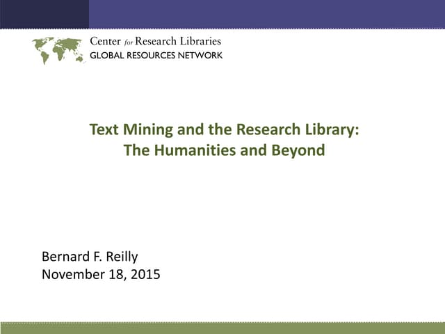 November 18, 2015 NISO Webinar: Text Mining: Digging Deep for Knowledge