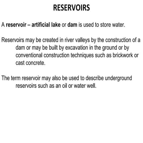 1. reservoirs   unit !