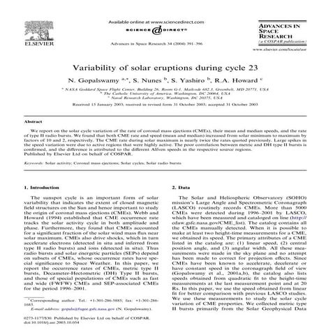 Variability of solar eruptions during cycle 23