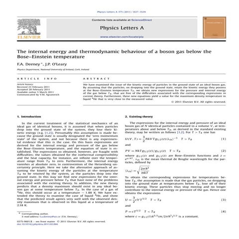 The internal energy and thermodynamic behaviour of a boson gas below the Bose...