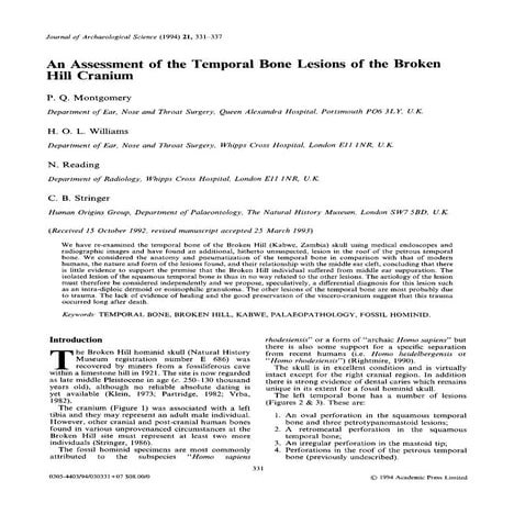 An assessment of the temporal bone lesions of the Broken Hill cranium