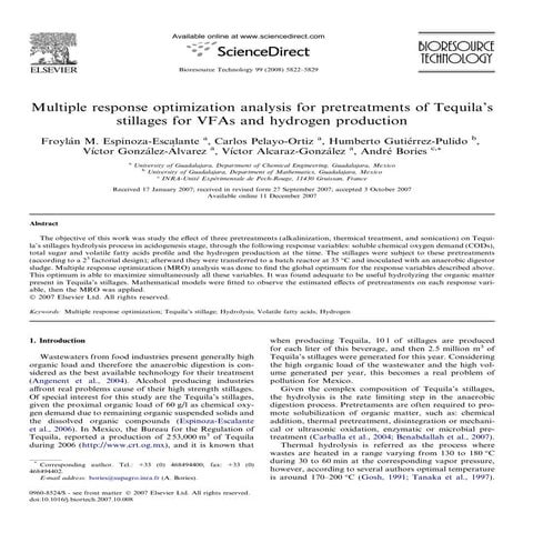 Multiple response optimization analysis for pretreatments of Tequila’s stilla...