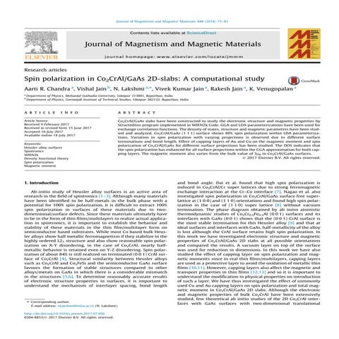 Spin Polarisation in Co2CrAl/GaAs 2D Slabs: A computational study