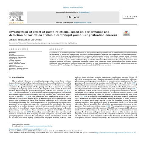 condition monitoring and Fault diagnostics of centrifugal pump using ...
