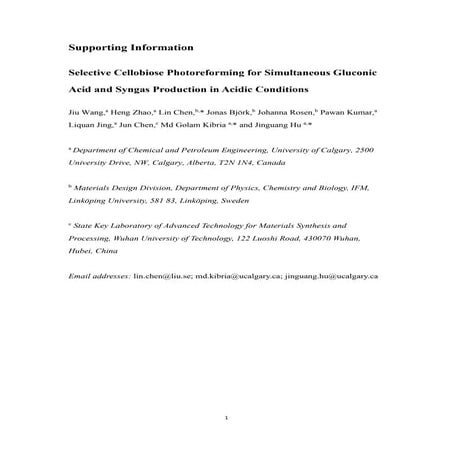 Selective Cellobiose Photoreforming for Simultaneous Gluconic Acid and Syngas...