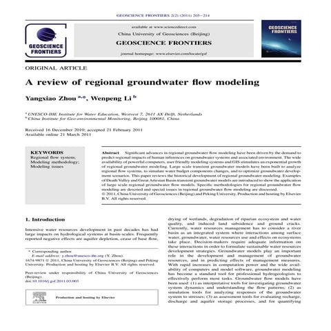 a review of regional groundwater flow model