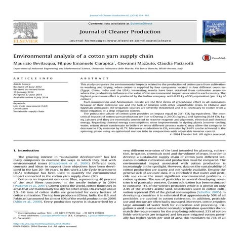 Comparative life cycle assessment of cotton and other natural fibers ...